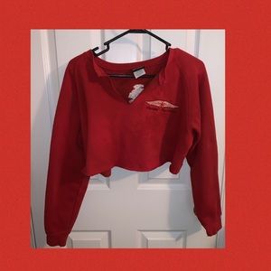 Vintage Orange Harley Davidson cropped sweatshirt